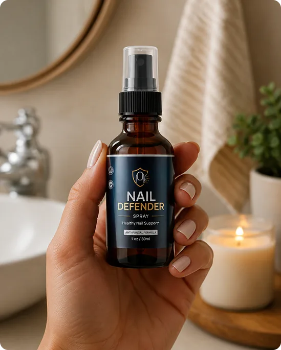 Hand holding Nail Defender Spray