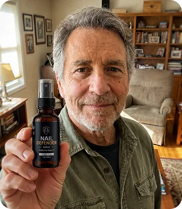 Man holding Nail Defender Spray