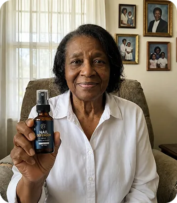 Woman holding Nail Defender Spray